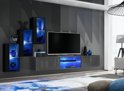 Set 4tlg Wohnwand 210 cm Einrichtung Einrichtung Modern Wandschrank Neu